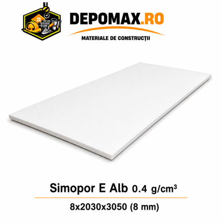 Placa rigida PVC Simopor E Alb 0.4 g/cm3, 8x2030x3050 mm